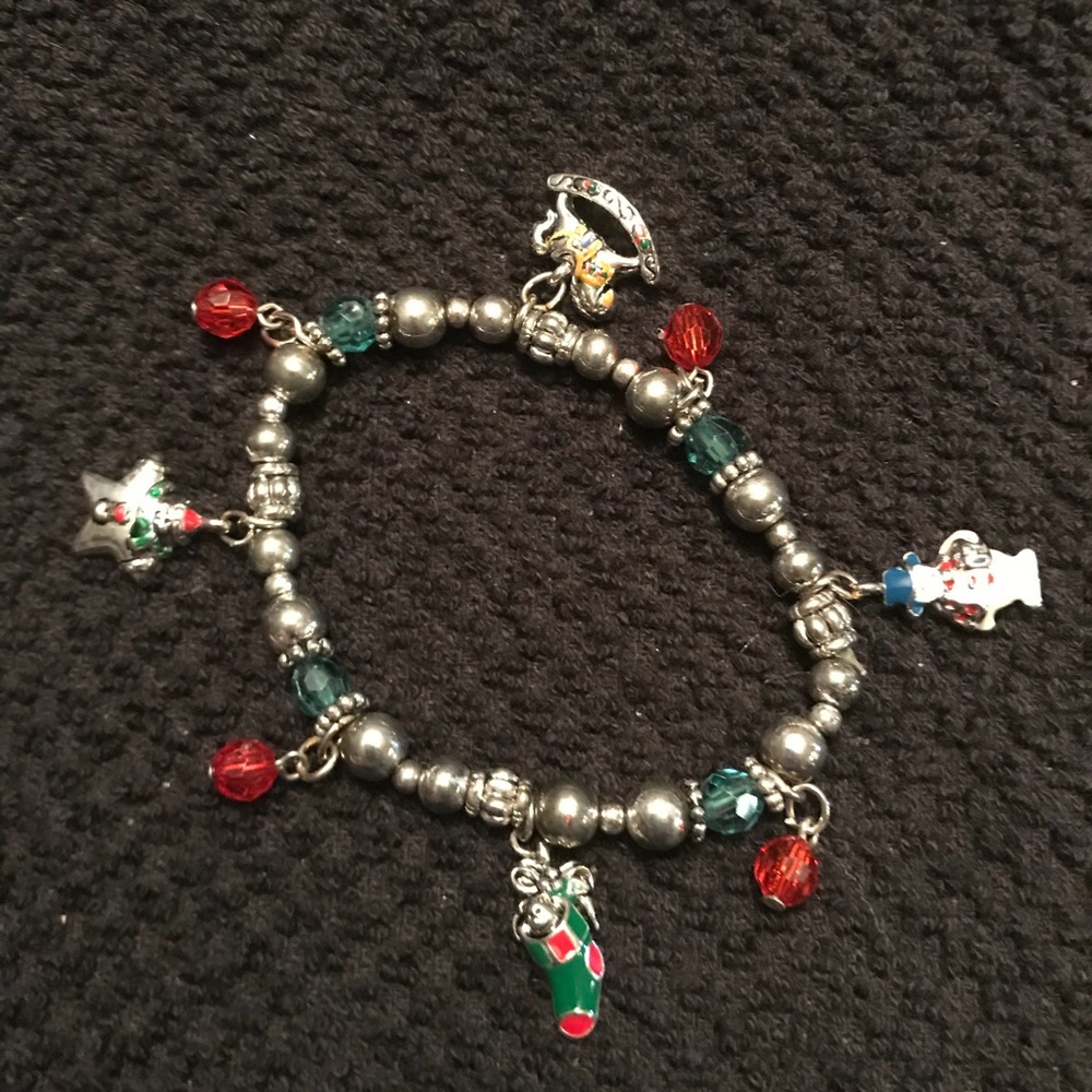 Vintage Christmas Charm Bracelet Stretch XMAS